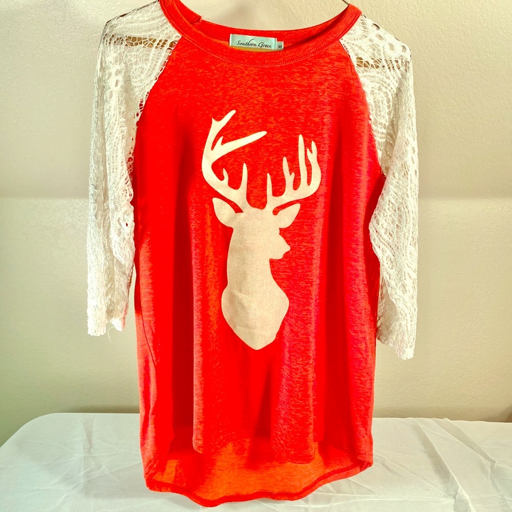 Southern Grace orange hi lo top size medium View 3